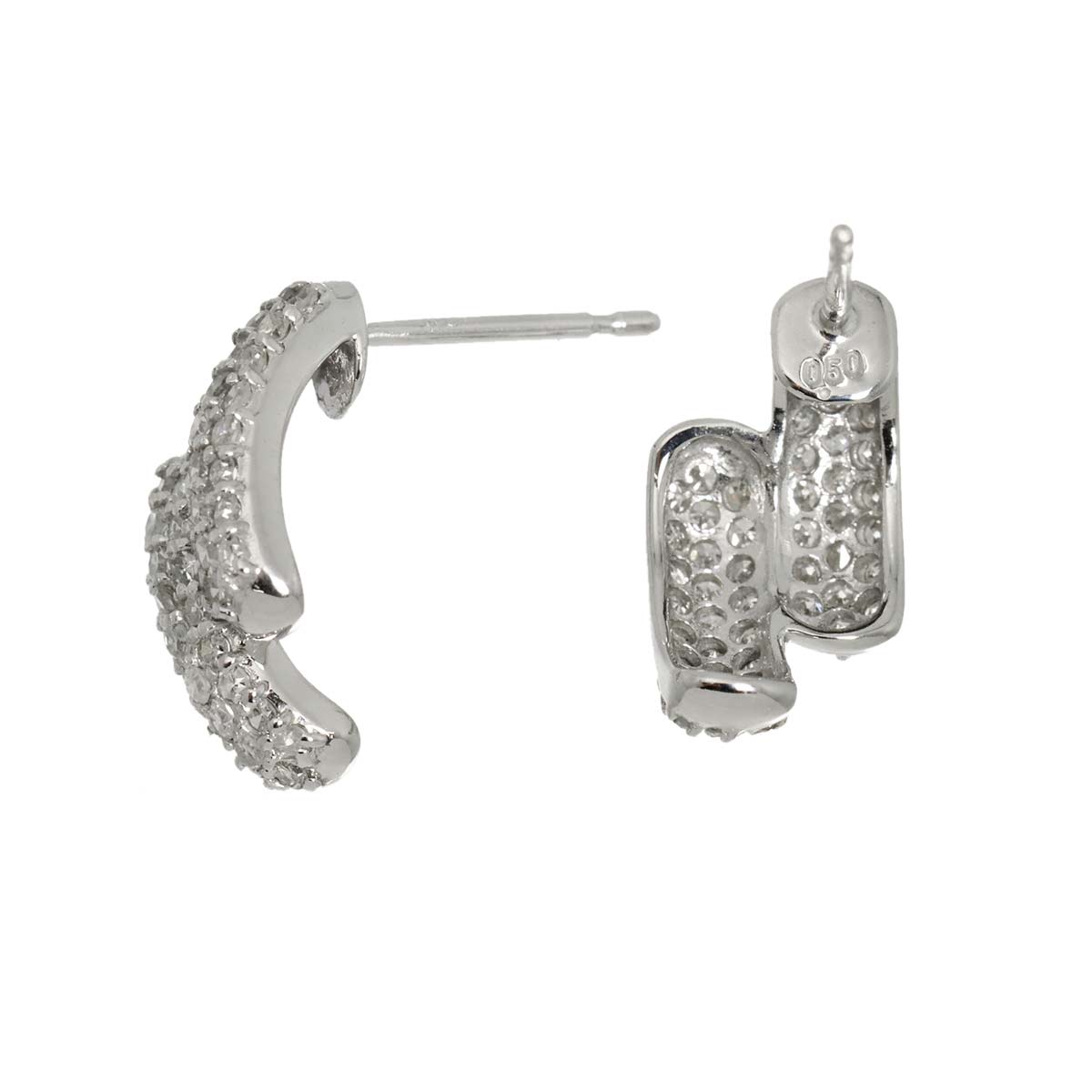 Diamond 0.50ct/0.50ct Earrings Pierced 14K K14 WG 585