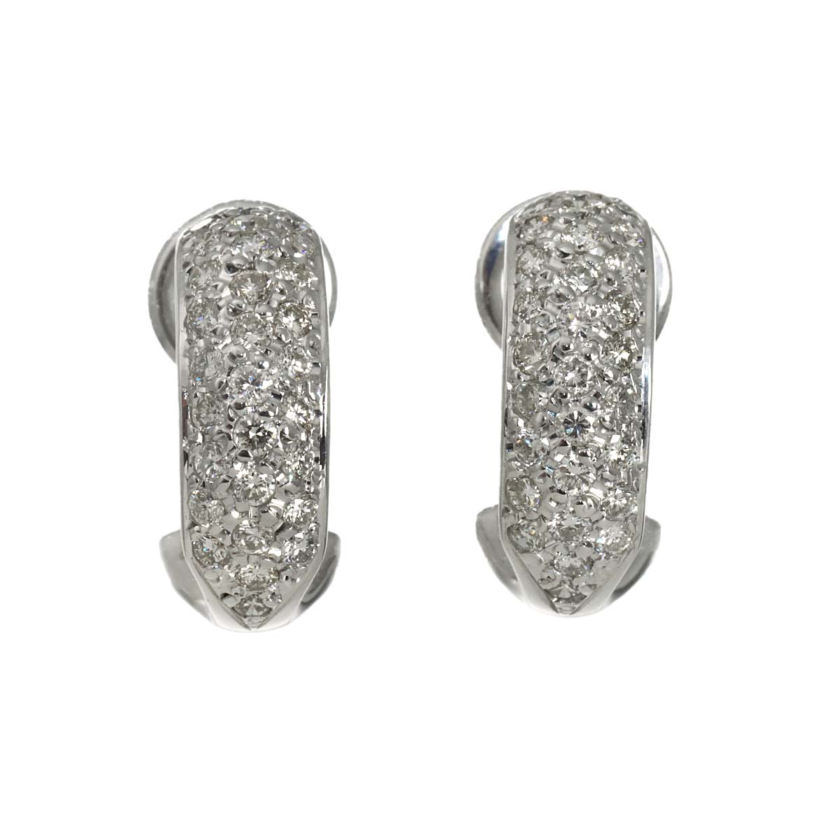 Diamond 0.50ct/0.50ct Earrings Pierced Clip-on 18K K18 WG 750