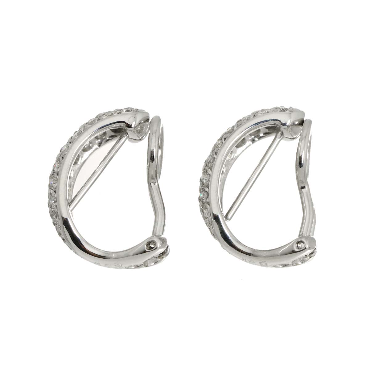 Diamond 0.50ct/0.50ct Earrings Pierced Clip-on 18K K18 WG 750