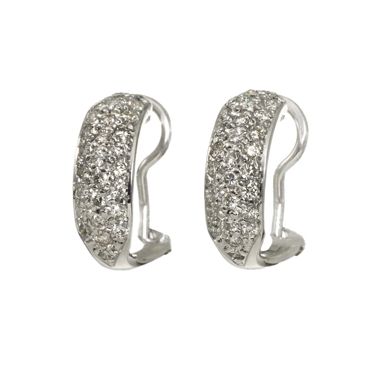 Diamond 0.50ct/0.50ct Earrings Pierced Clip-on 18K K18 WG 750