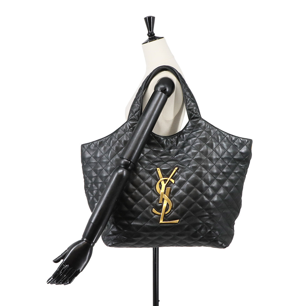 Icare Maxi Shopping Tote Bag Leather Black 698651
