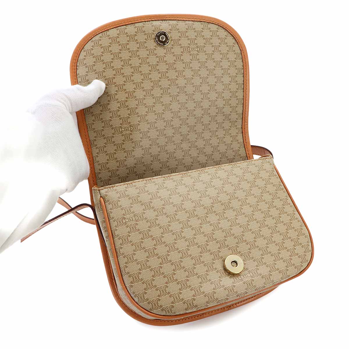 Macadam Shoulder Bag Leather PVC Beige Vintage Purse