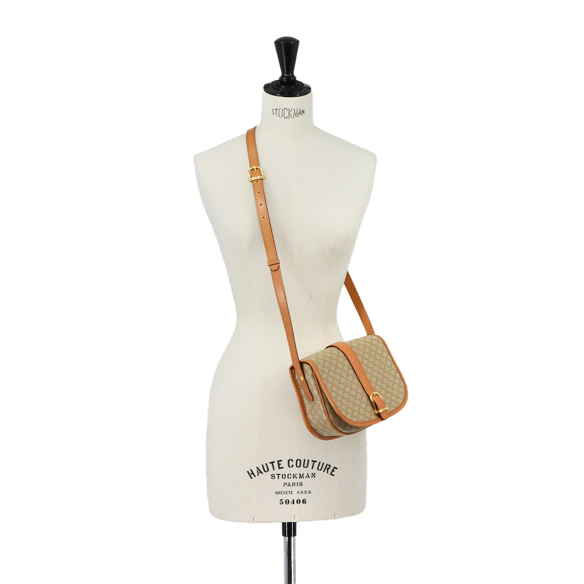 Macadam Shoulder Bag Leather PVC Beige Vintage Purse