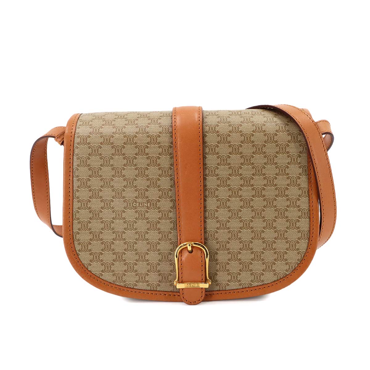 Macadam Shoulder Bag Leather PVC Beige Vintage Purse