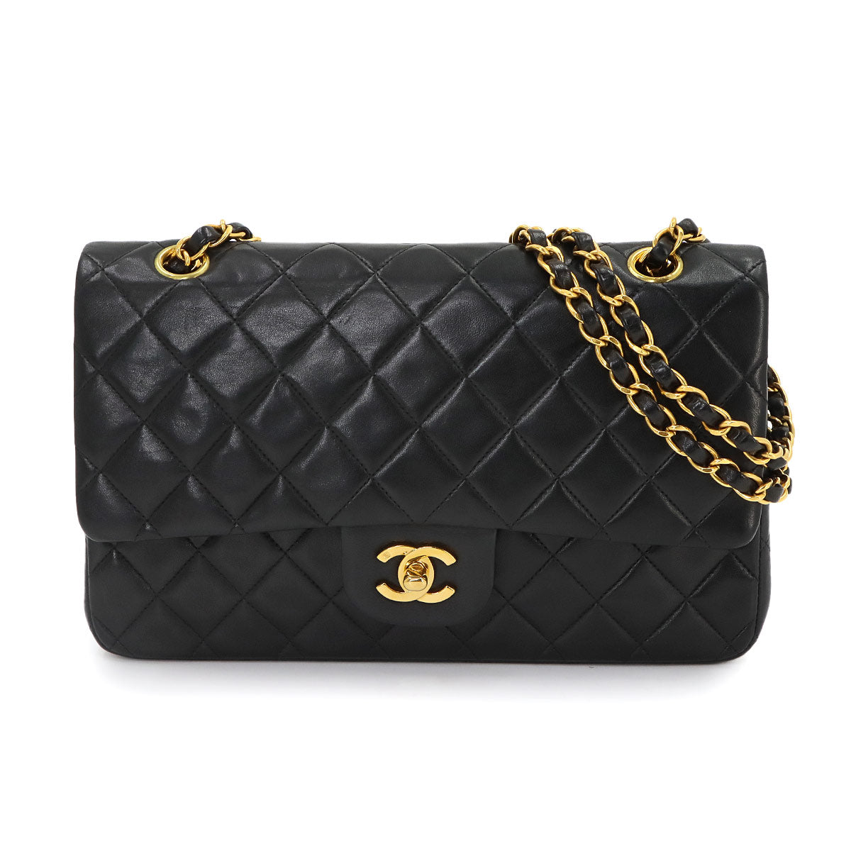 Matelasse 25 Chain Shoulder Bag Leather Black A01112
