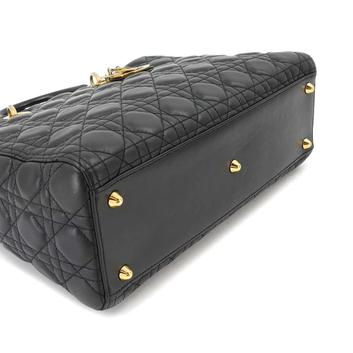 Lady Dior Large 2way Hand Shoulder Bag Leather Black
