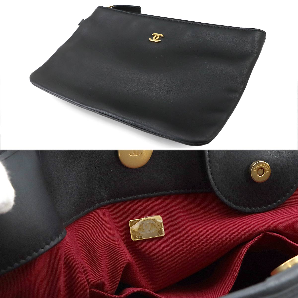 Deauville Small Shopping Tote Chain Shoulder Bag Black AS3257