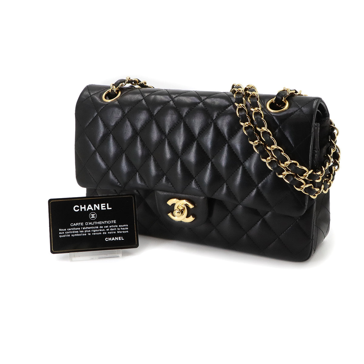 Matelasse 25 Chain Shoulder Bag Leather Black A01112