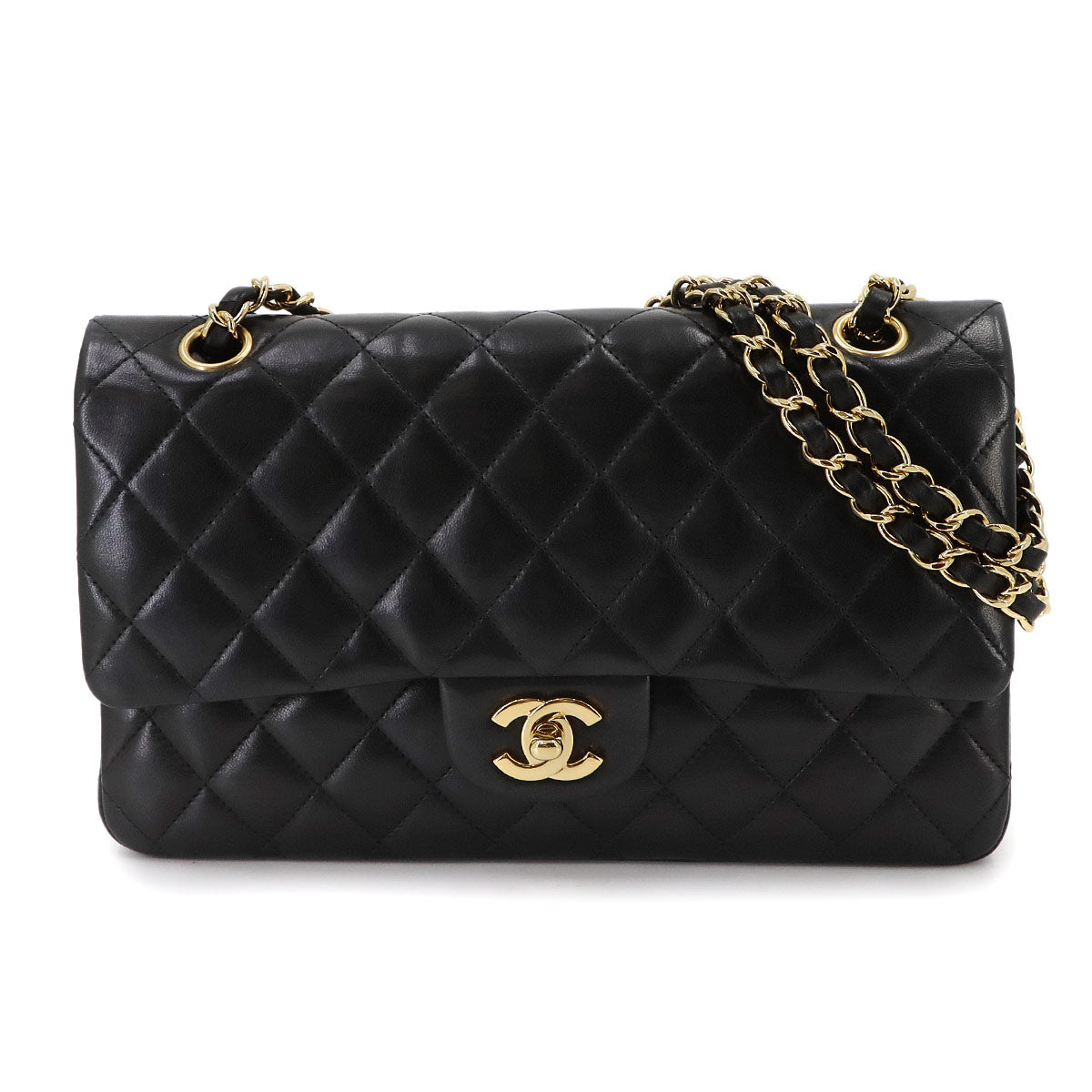 Matelasse 25 Chain Shoulder Bag Leather Black A01112