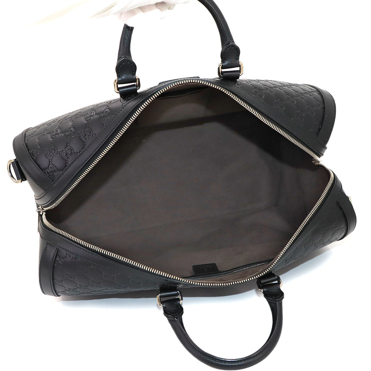 Guccissima Boston Shoulder Bag Leather Black 406380