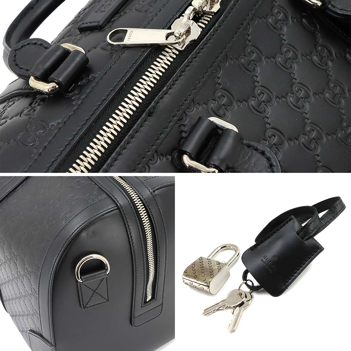Guccissima Boston Shoulder Bag Leather Black 406380