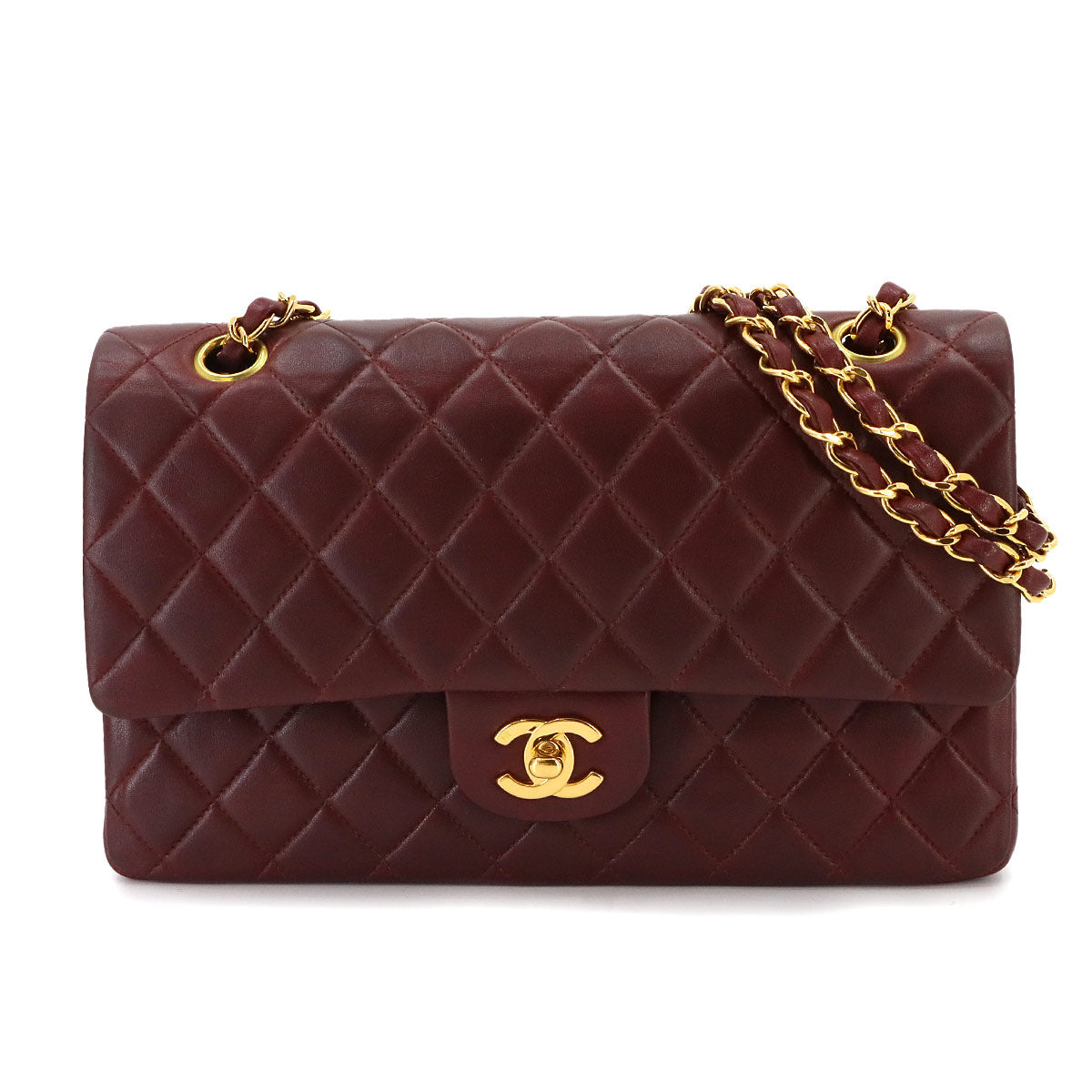 Matelasse 25 Chain Shoulder Bag Leather Bordeaux A01112