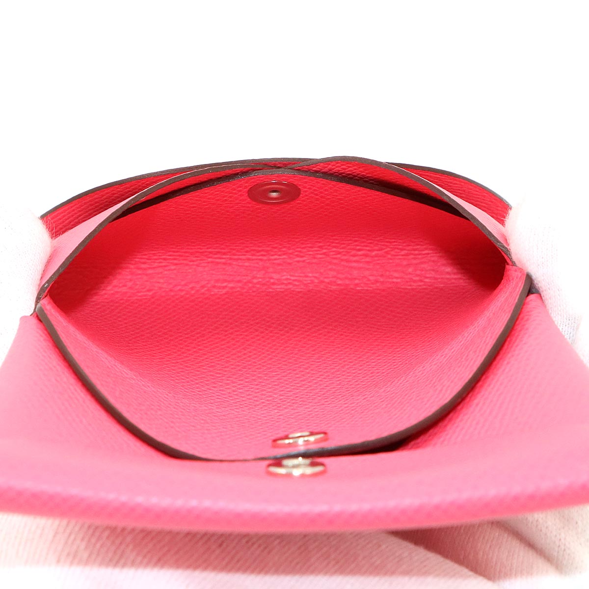 Calvi Duo Card Case Veau Epsom Rose Azalee Purse