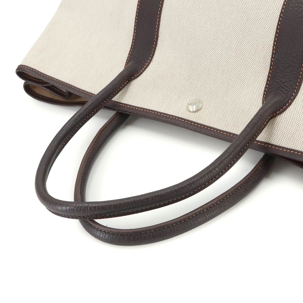 Garden Party 43 GM Tote Bag Toile H Leather Natural Marron