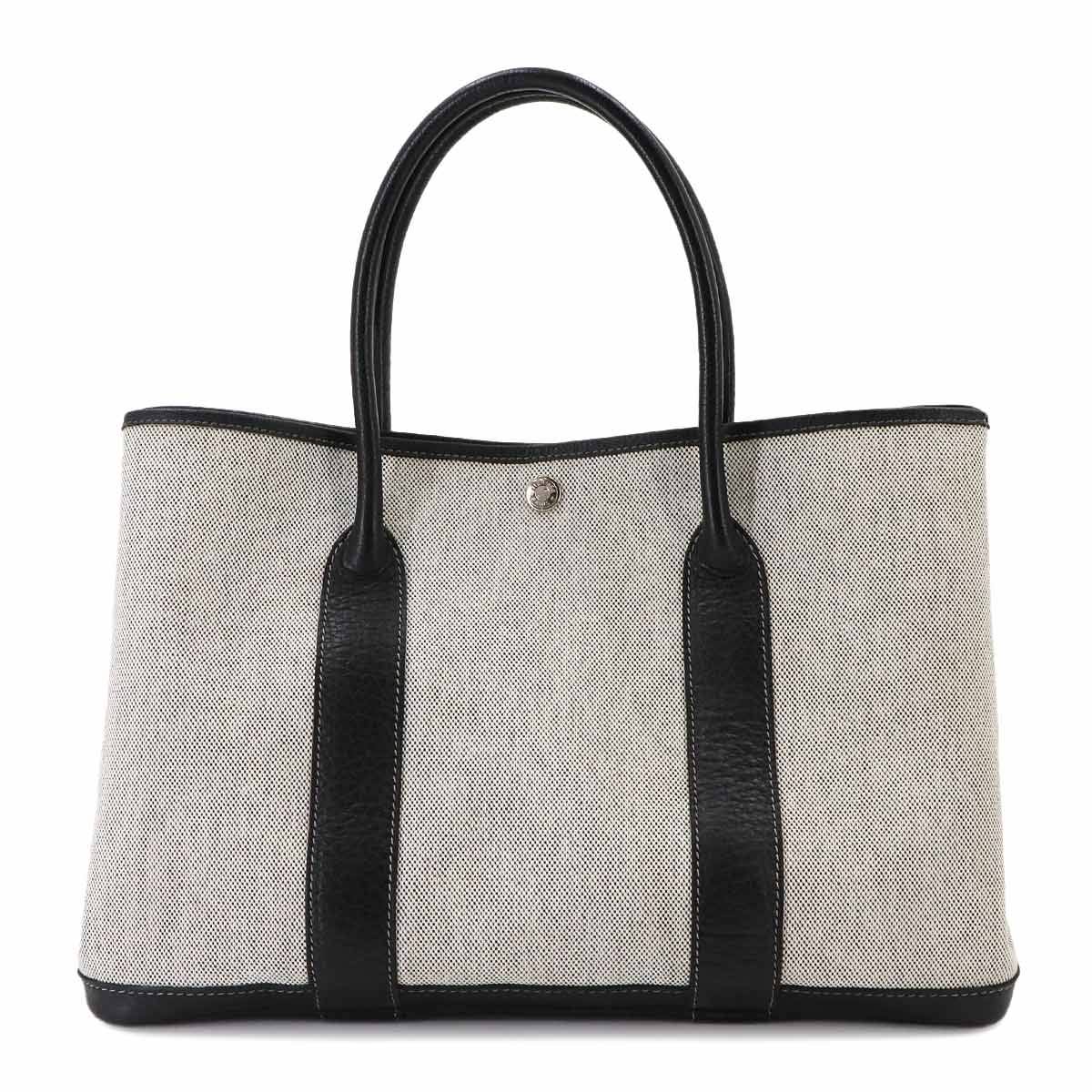 Garden Party PM Tote Bag Toile H Leather Black Gray