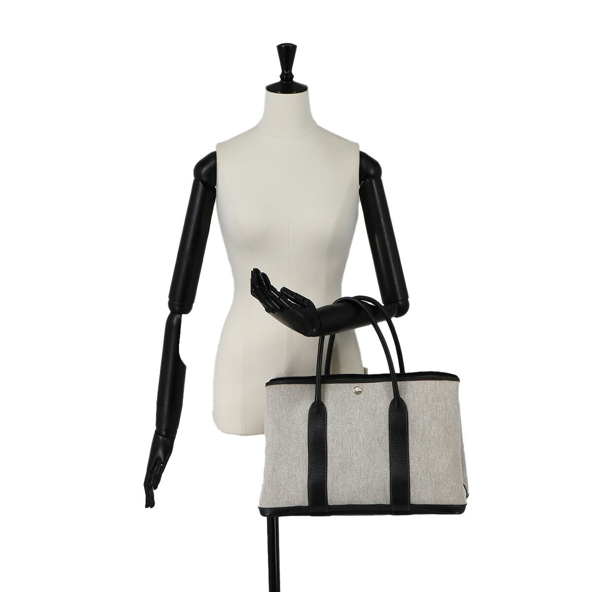 Garden Party PM Tote Bag Toile H Leather Black Gray