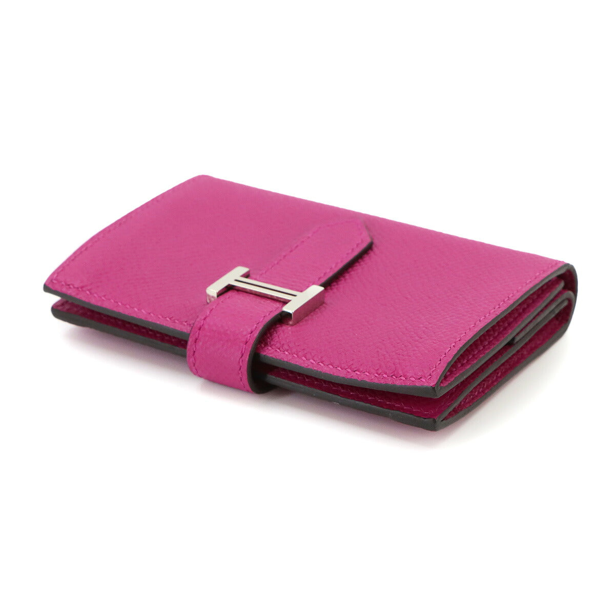 Bearn Mini Compact Coin Case Epsom Rose Purple Purse