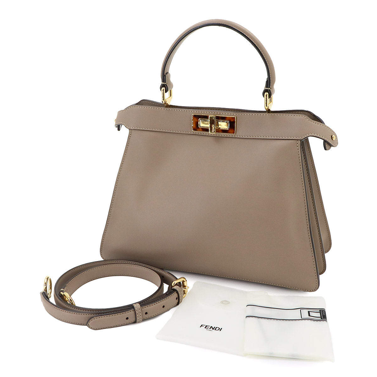 Peekaboo Iseeu Medium Hand Shoulder Bag Leather Beige 8BN321