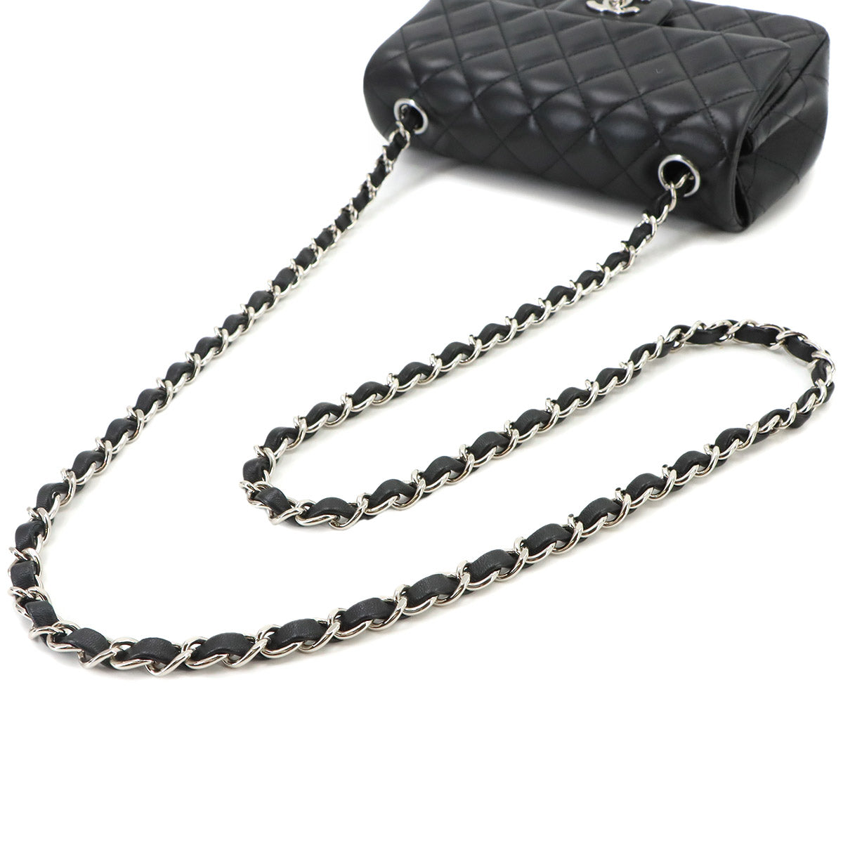 Mini Matelasse 20 Chain Shoulder Bag Leather Black
