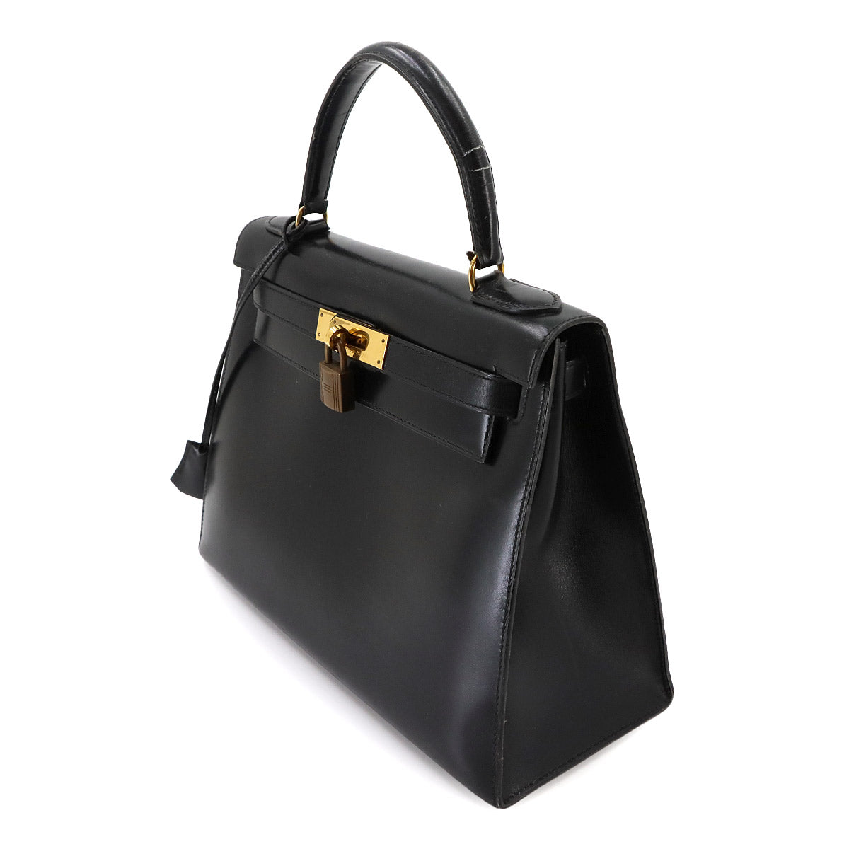 Kelly 28 Box carf Black Hand Bag Purse