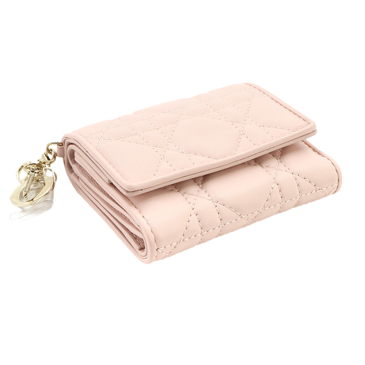 Lady Dior Lotus Compact Wallet Leather Pink