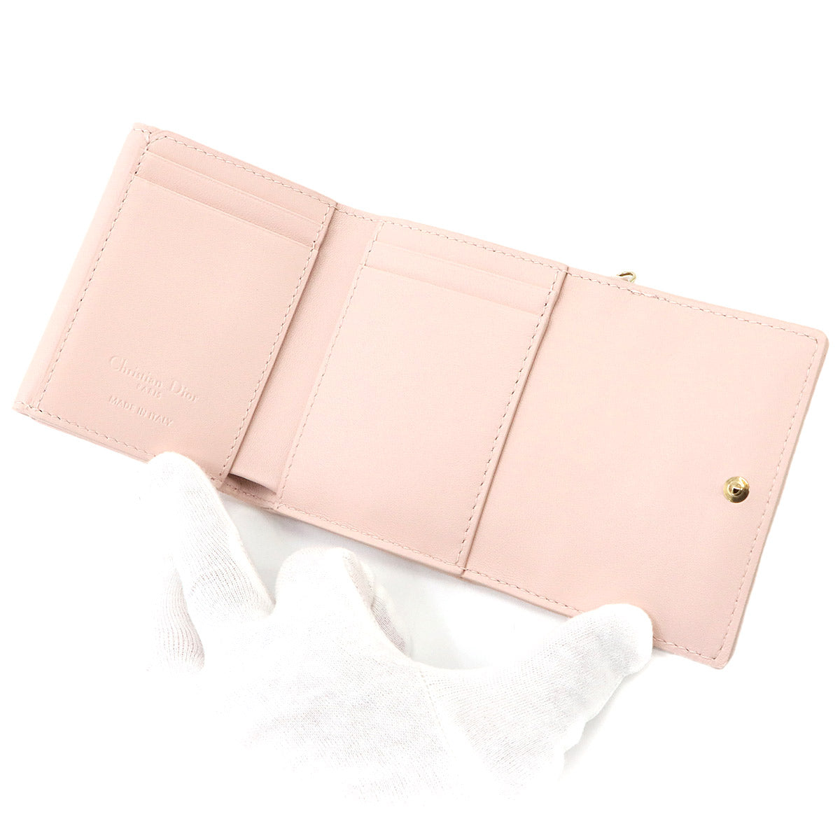 Lady Dior Lotus Compact Wallet Leather Pink
