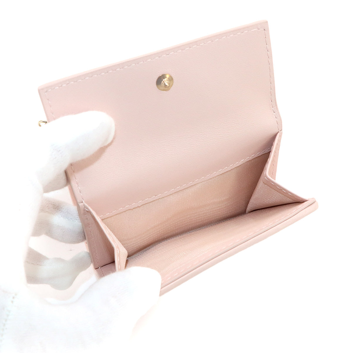 Lady Dior Lotus Compact Wallet Leather Pink