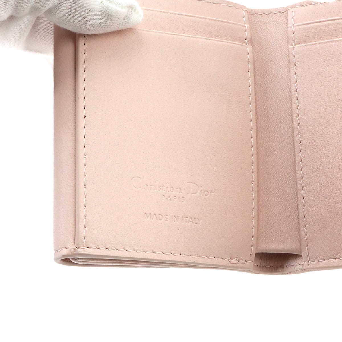 Lady Dior Lotus Compact Wallet Leather Pink