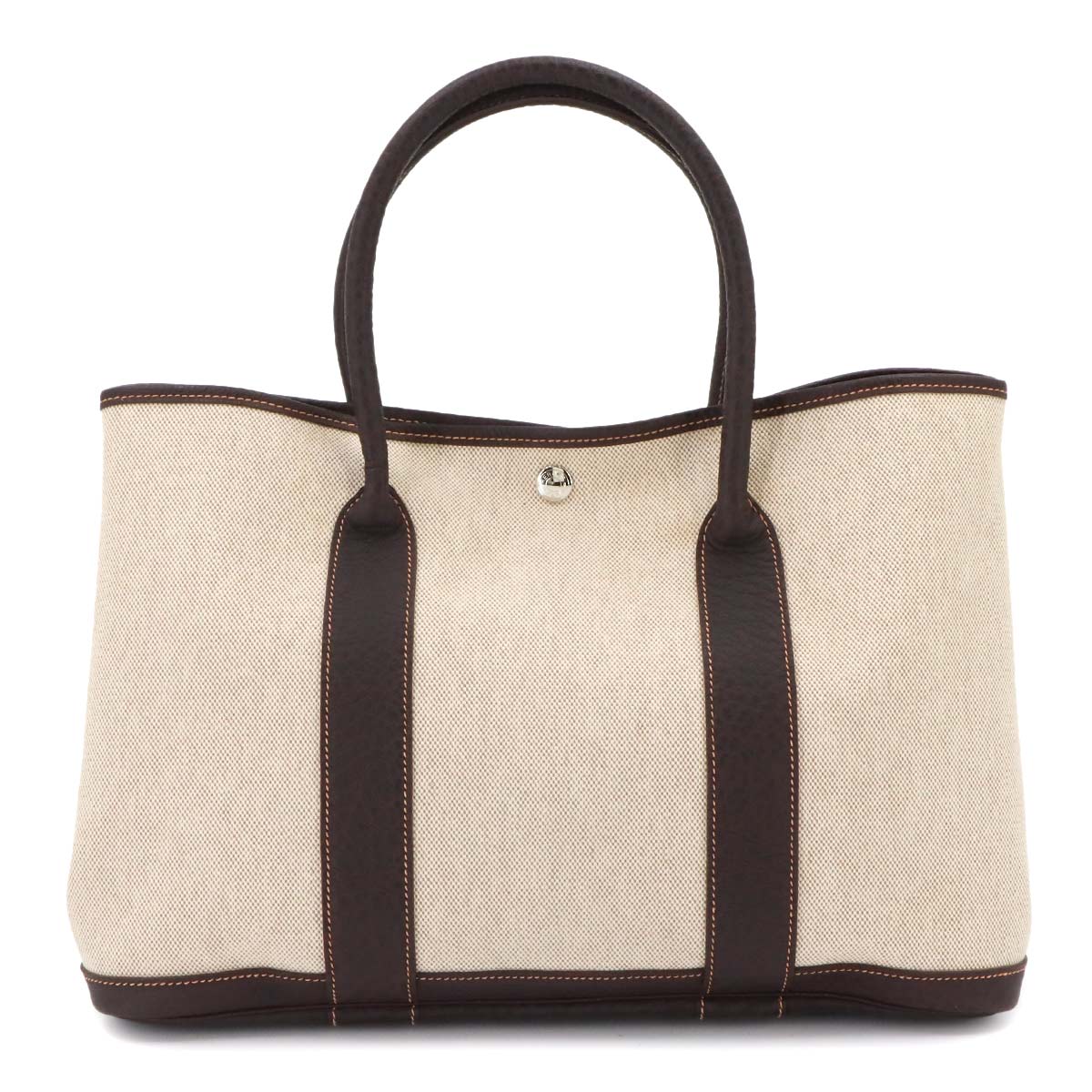 Garden Party PM Tote Bag Toile H Leather Natural Marron Purse