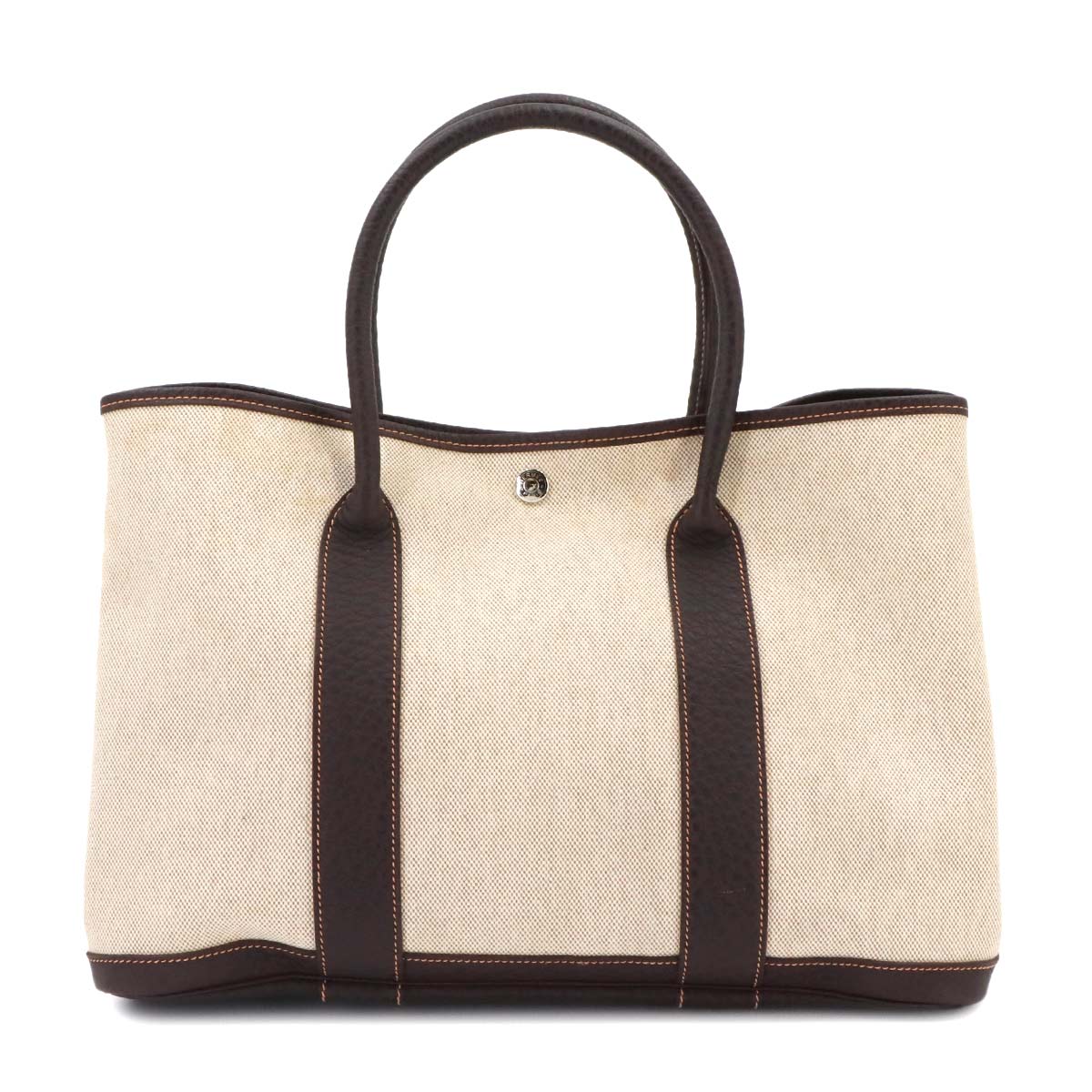Garden Party PM Tote Bag Toile H Leather Natural Marron Purse