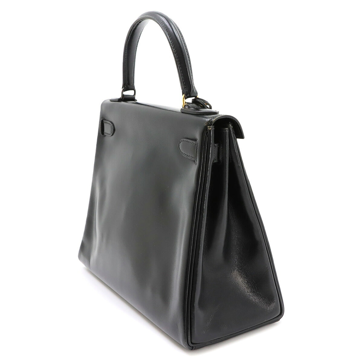 Kelly 28 Box carf Black 2way Hand Shoulder Bag Purse 90347011