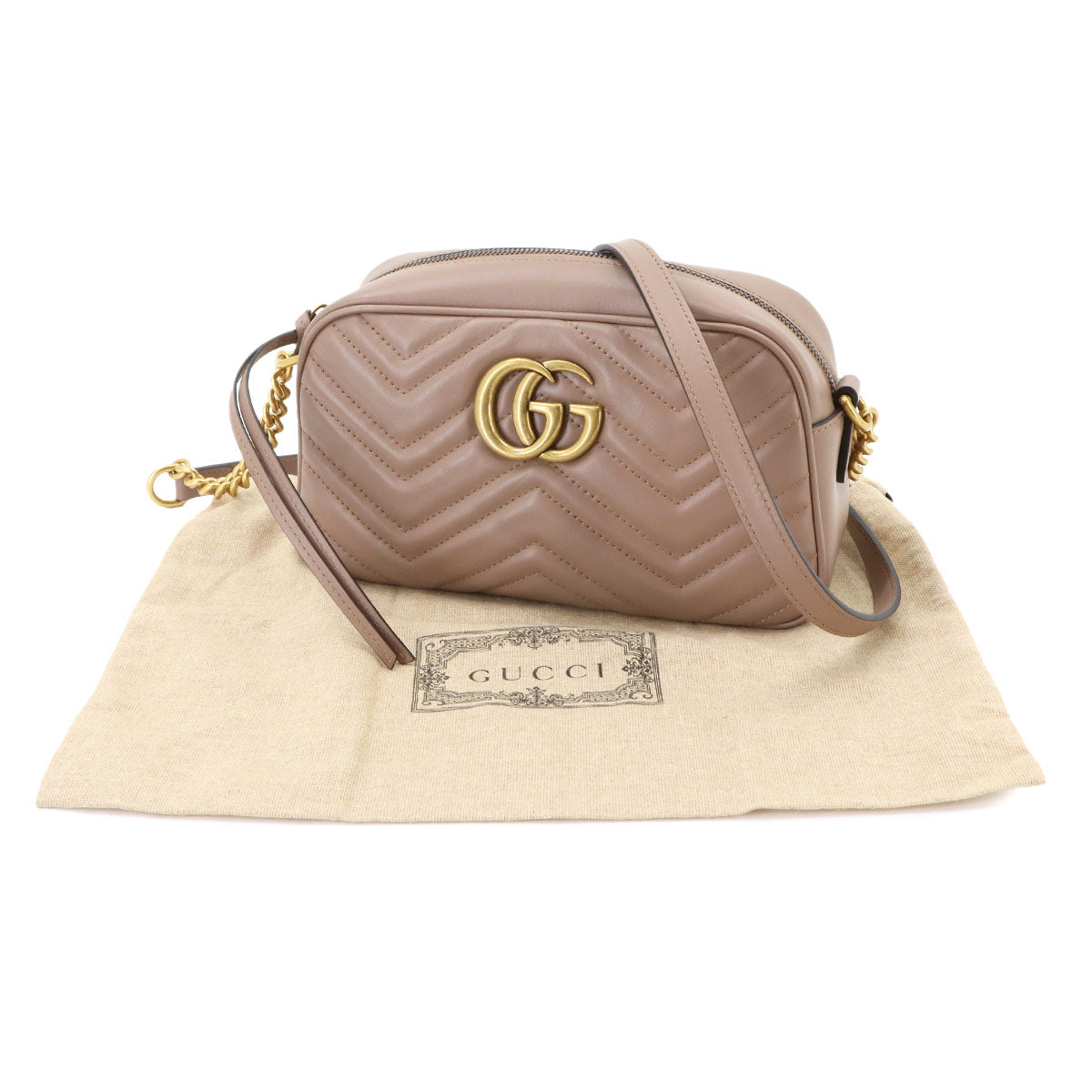 GG Marmont Small Shoulder Bag Leather Beige 447632 Purse