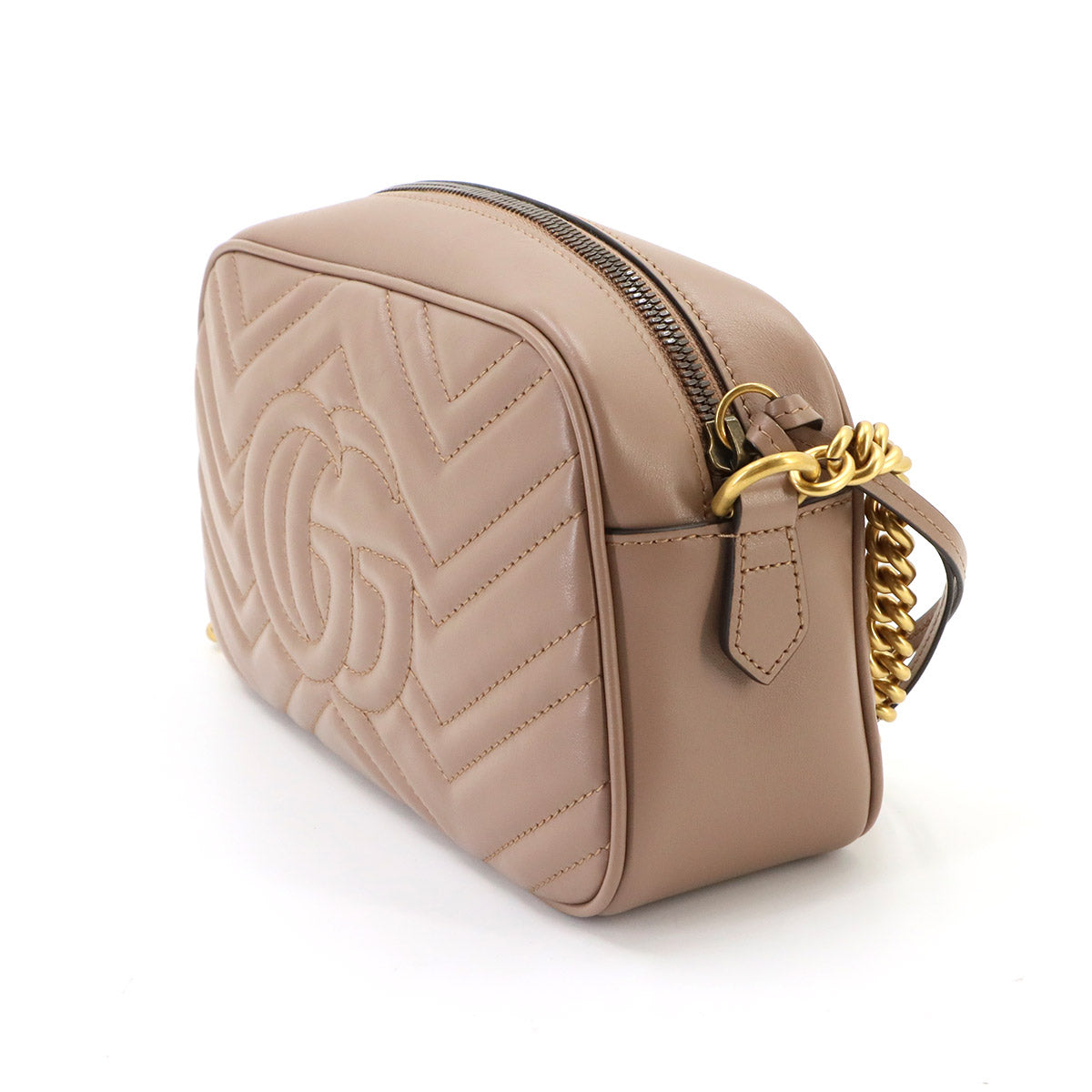GG Marmont Small Shoulder Bag Leather Beige 447632 Purse