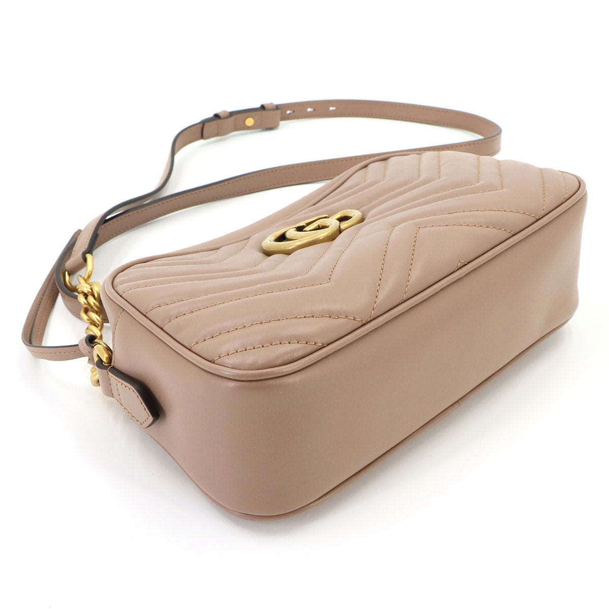 GG Marmont Small Shoulder Bag Leather Beige 447632 Purse
