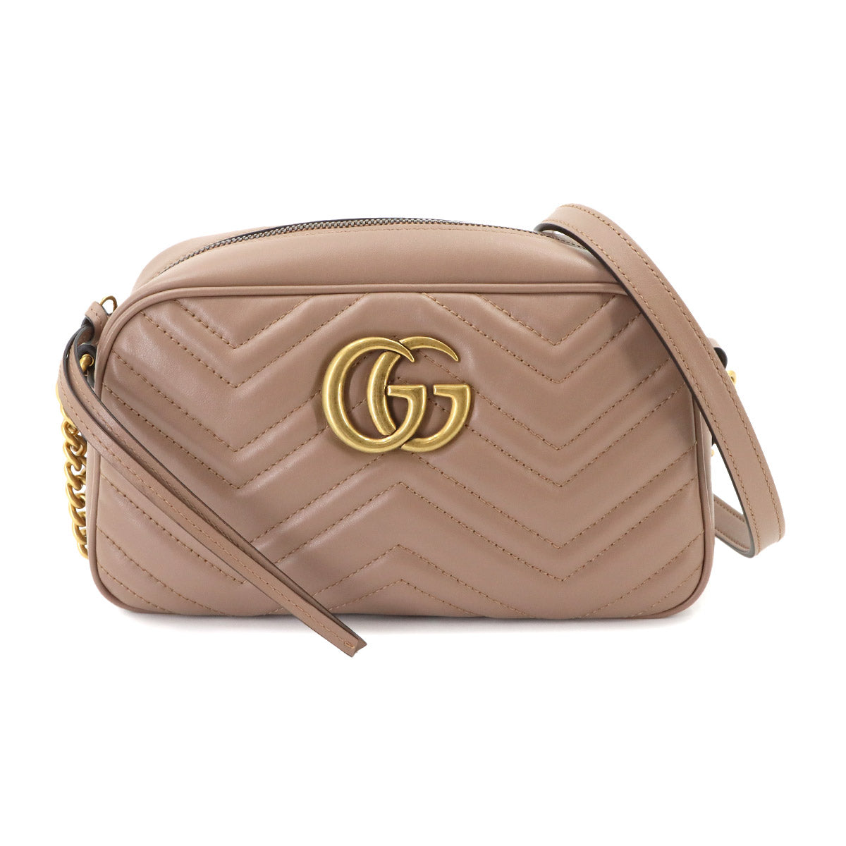 GG Marmont Small Shoulder Bag Leather Beige 447632 Purse