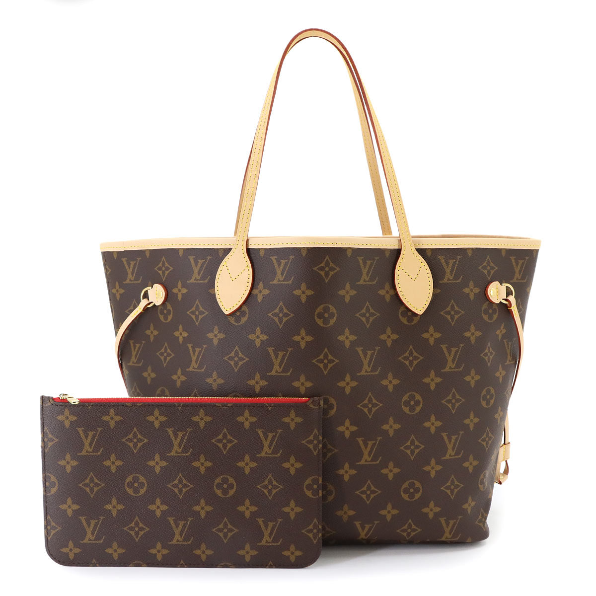 Monogram Neverfull MM Tote Bag Brown Cerise M46987