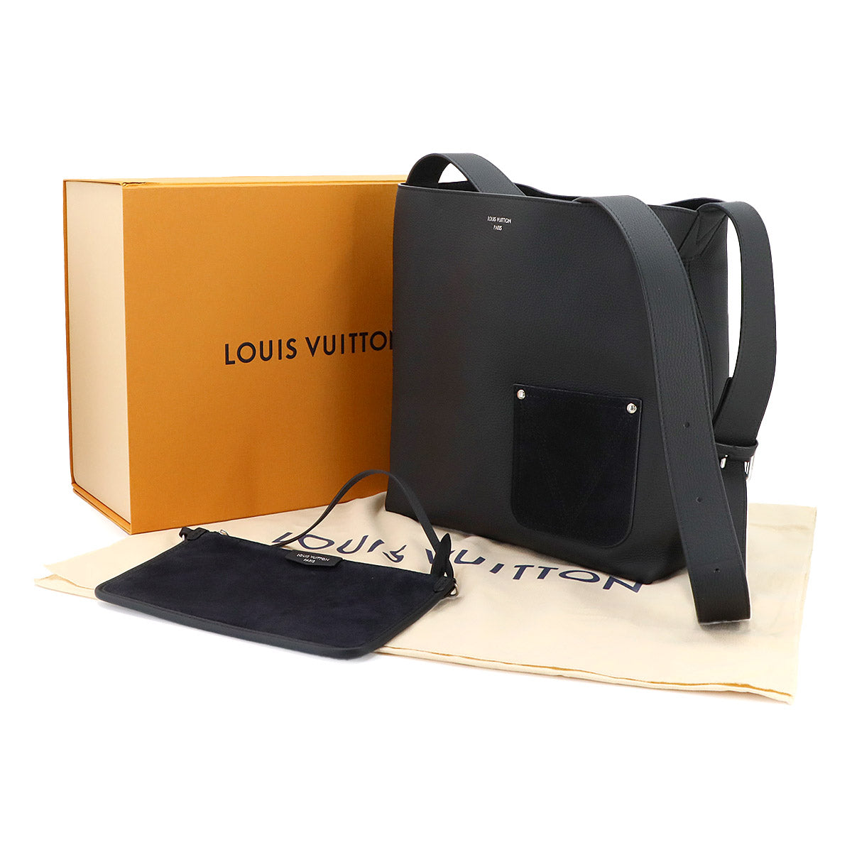 Verso Hobo Shoulder Bag Leather Noir M27022 Reversible