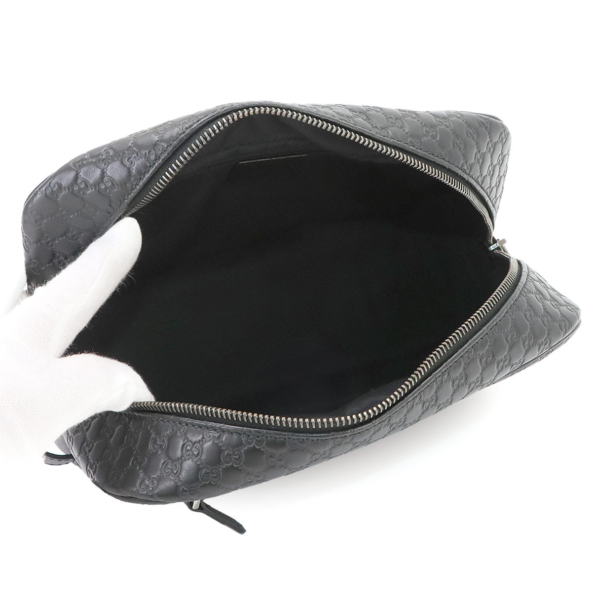 Micro Guccisima Clutch Bag Leather Black 419775