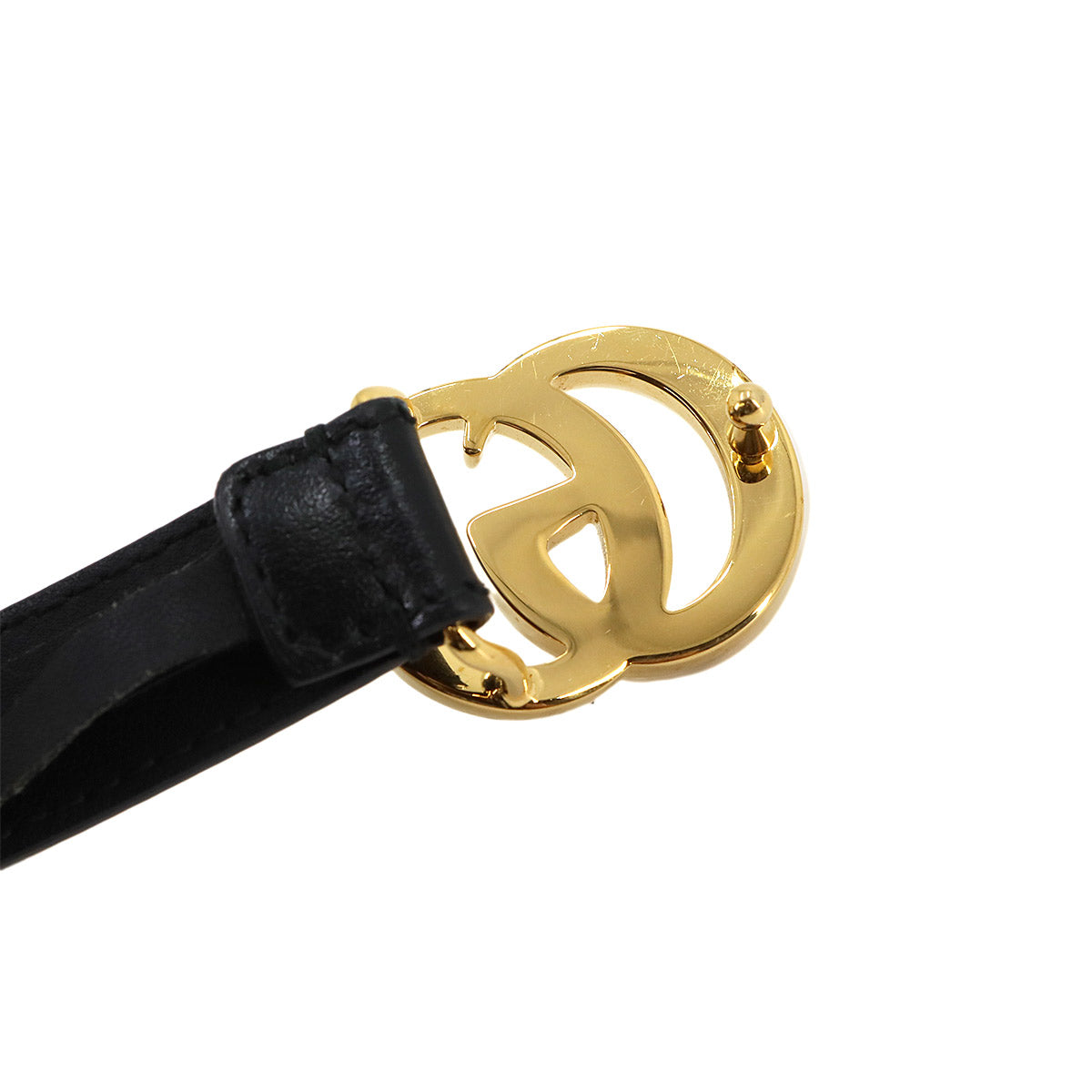 Double G Slim Belt Leather Black 409417 Size 80