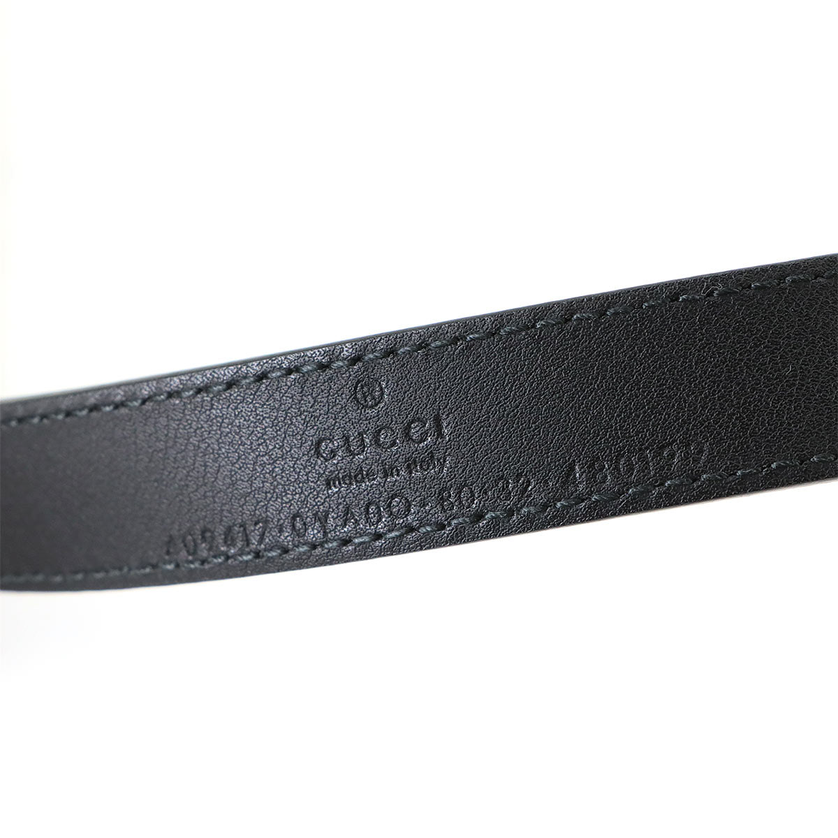 Double G Slim Belt Leather Black 409417 Size 80