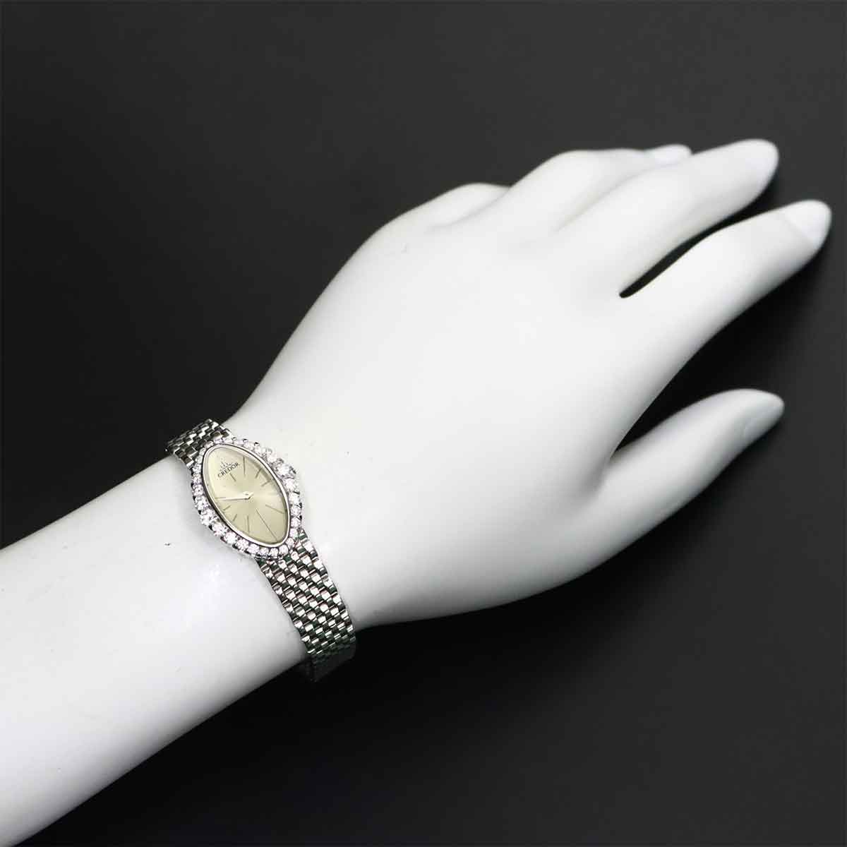 CREDOR GTTE665 1E70 0BB0 Diamond 750WG Quartz Silver Dial