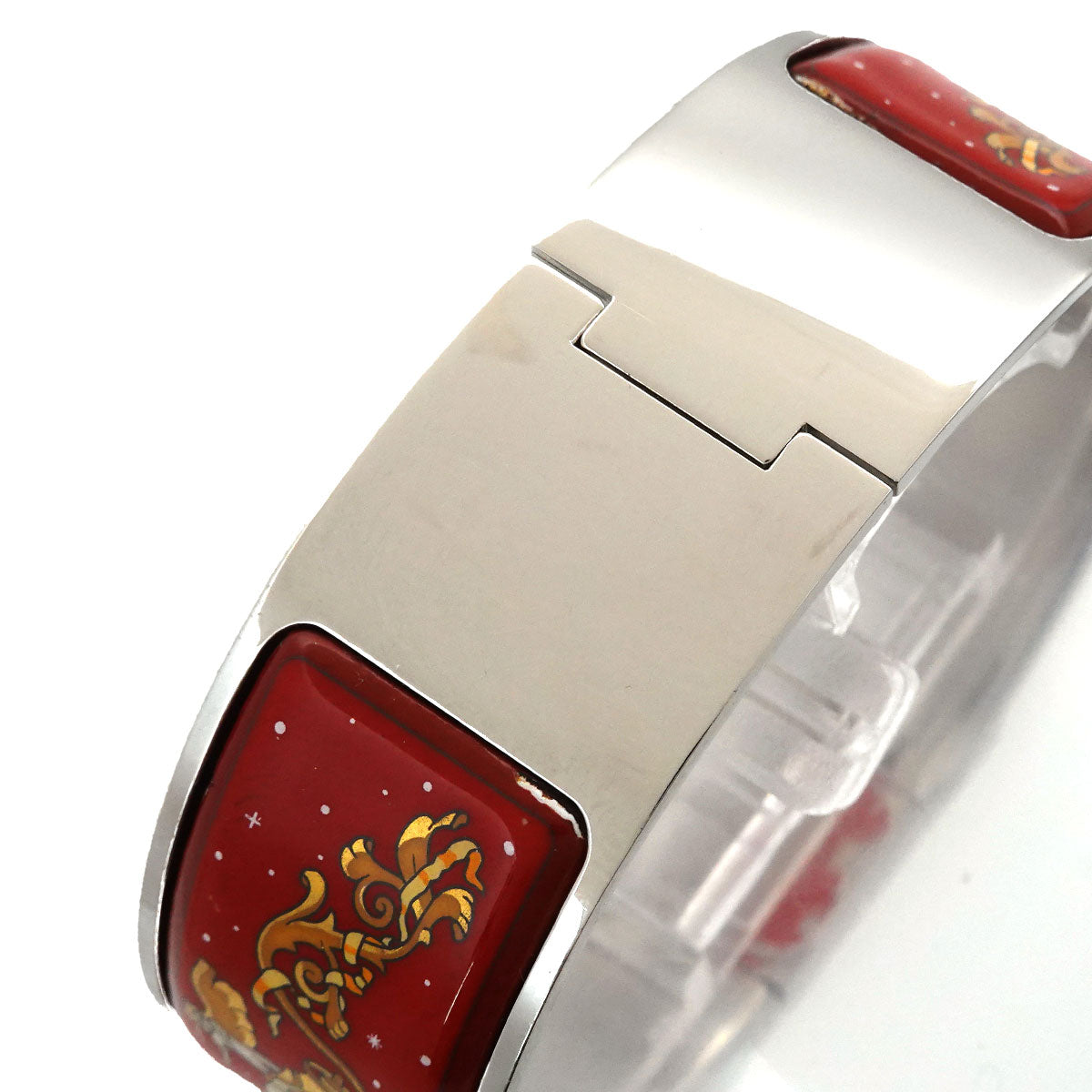 HERMES Loquet LO1.210 Bangle Watch Quartz Silver Dial Ladies
