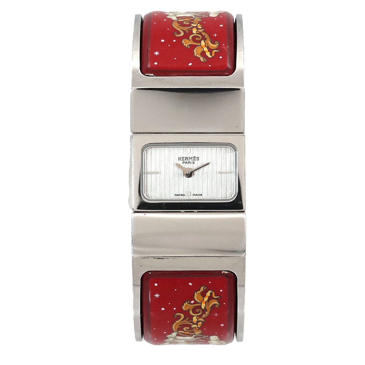 HERMES Loquet LO1.210 Bangle Watch Quartz Silver Dial Ladies