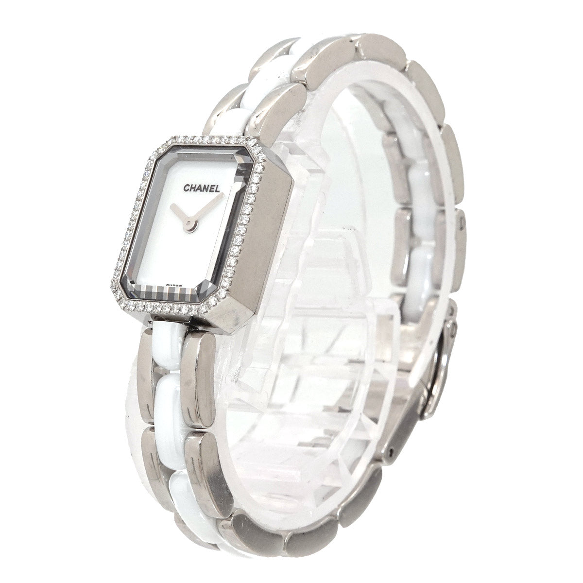 Premiere H2132 Diamond Bezel Ceramic Quartz White Dial Ladies