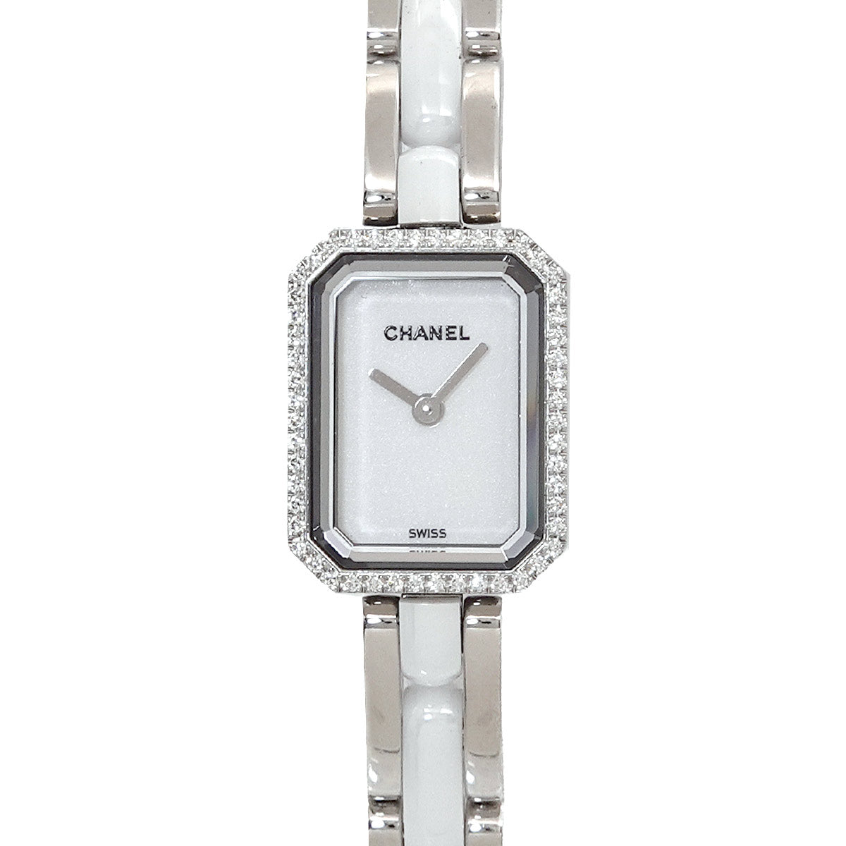 Premiere H2132 Diamond Bezel Ceramic Quartz White Dial Ladies