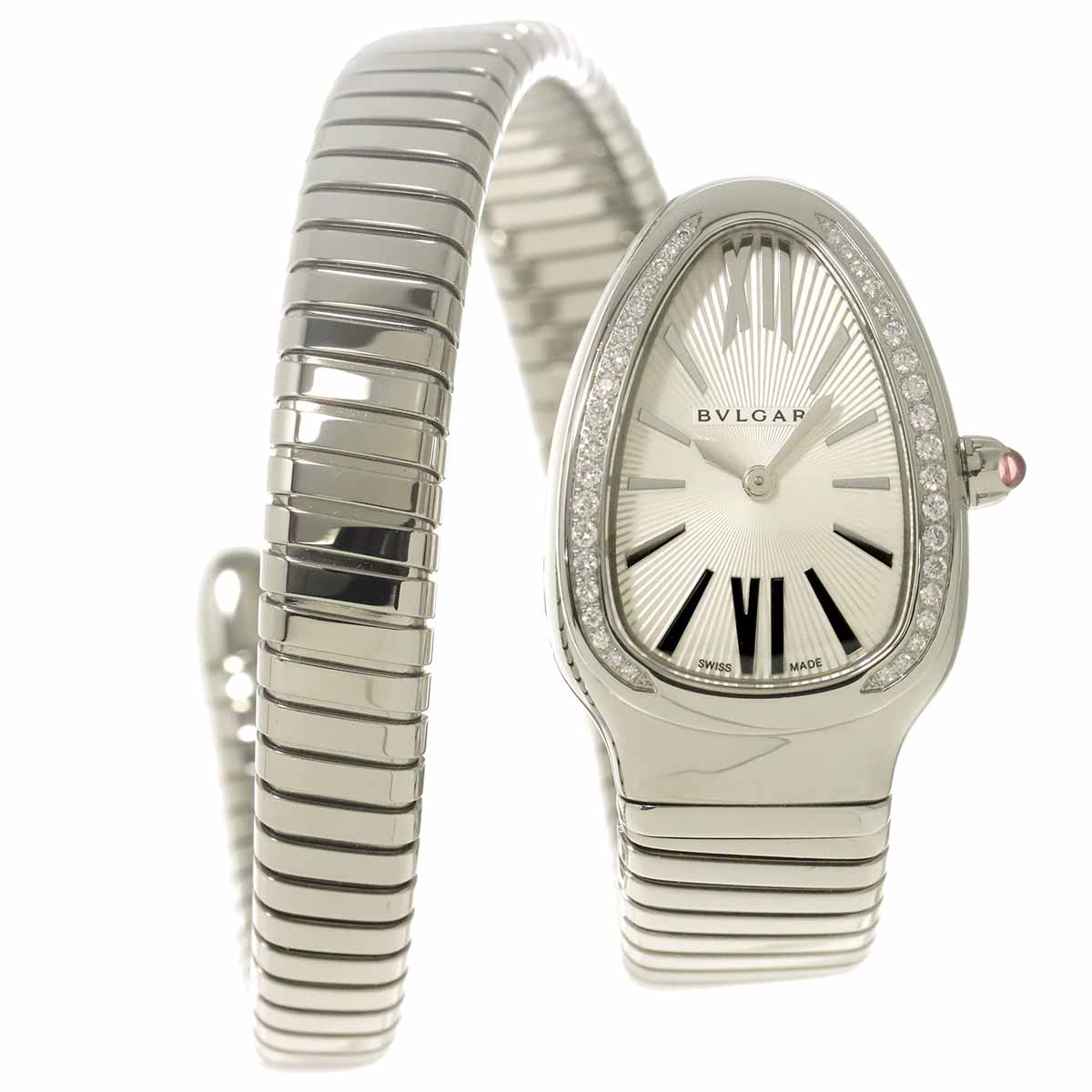 Serpenti SP35S Diamond Quartz Silver Dial Ladies Watch