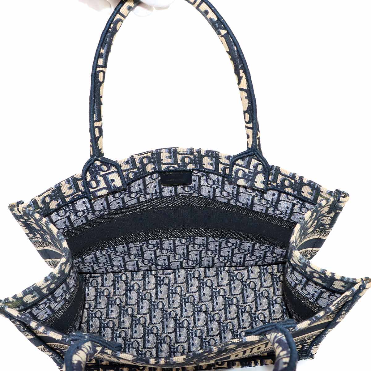 Oblique Book Tote Medium Bag Canvas Navy M1296ZRIW