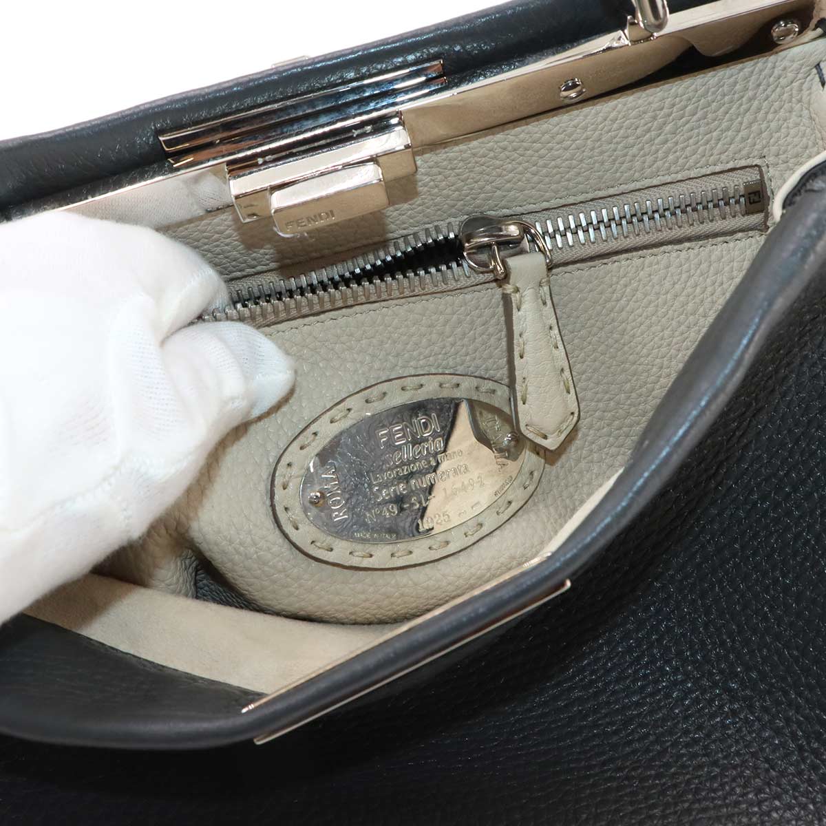 Seleria Peekaboo Regular 2way Hand Bag Leather Gray 8BN290