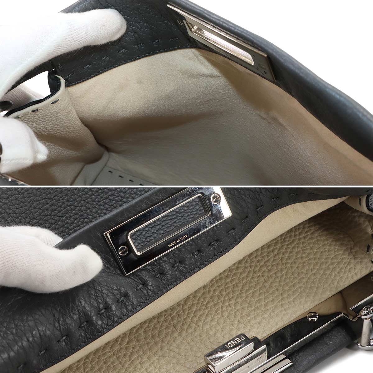 Seleria Peekaboo Regular 2way Hand Bag Leather Gray 8BN290