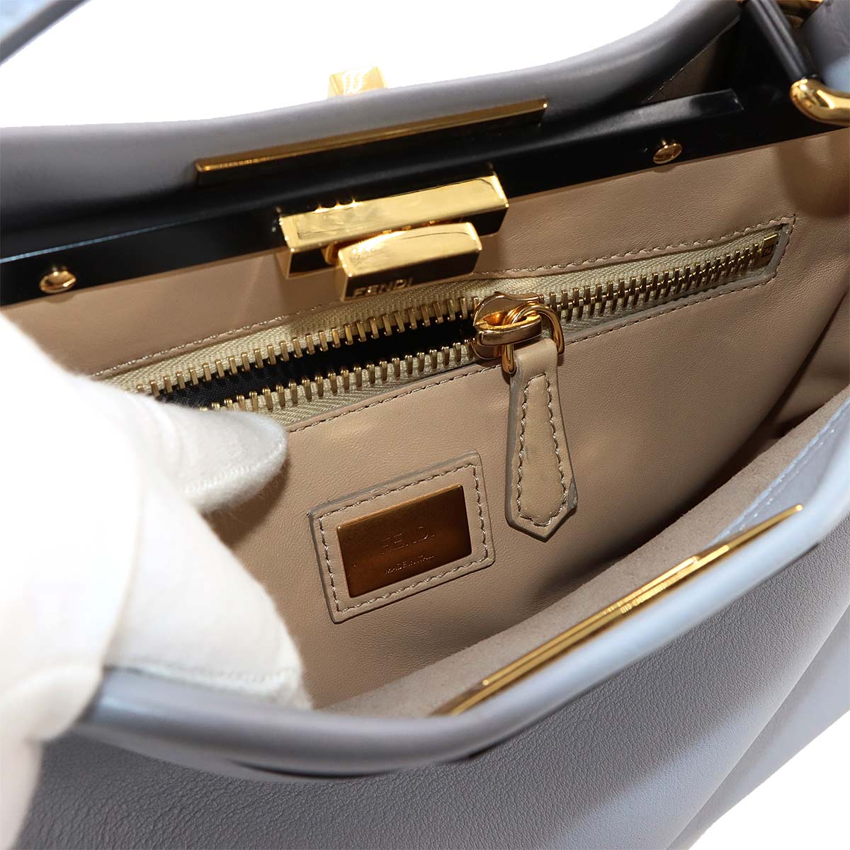 Peekaboo Regular Hand Shoulder Bag Leather Blue Gray 8BN290